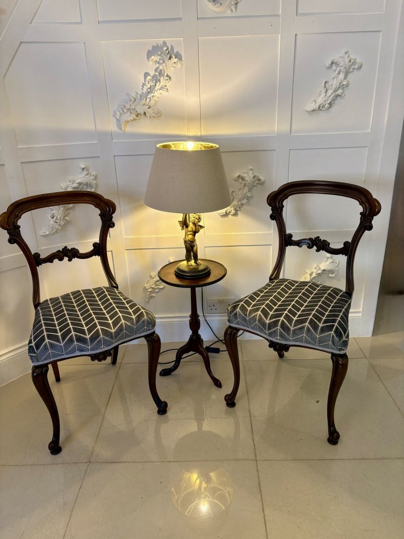 Pair of Antique Victorian Quality Carved Rosewood Side Chairs - Image 4